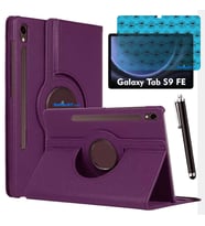 Samsung Galaxy Tab S9 FE Uyumlu Tablet Kılıfı Ekran Koruyucu Kalem Set (Mor)