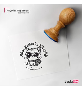 Kedi Kişiye Özel Kitap Damgası Kitap Mührü Kaşe Kitap Mühür Özel Damga 480