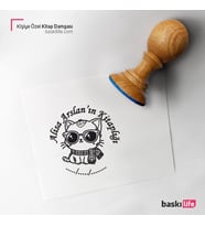Kedi Kişiye Özel Kitap Damgası Kitap Mührü Kaşe Kitap Mühür Özel Damga 480