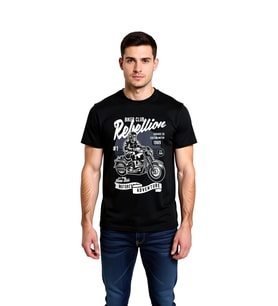 Erkek Motosiklet Macerası Retro Baskılı Kısa Kollu Tişört Garage Rebellion Teması Rahat Kesim Günlük