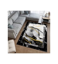 Rovigo Home Dijital Baskı Yıkanabilir Kaymaz Taban Salon Halısı RVG0659 (Siyah)