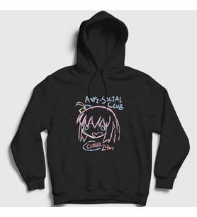 Presmono Unisex Siyah Anti Social Club Bocchi The Rock Kapüşonlu Sweatshirt 506547tt