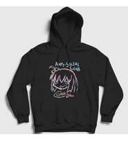 Presmono Unisex Siyah Anti Social Club Bocchi The Rock Kapüşonlu Sweatshirt 506547tt