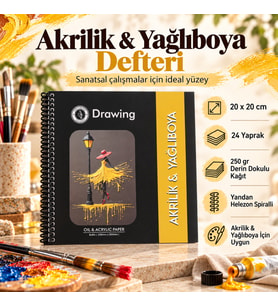 DreamArt Galery Akrilik ve Yağlı Boya Çizim Defteri 20x20 cm 250 gr Derin Dokulu 24 Yaprak