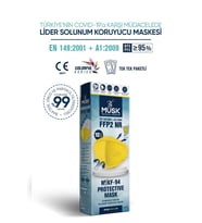 Musk KF94 Kore Tipi FFP2 Maske Sarı Renk 10 Adet