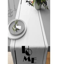 Beyaz Mutfak Home Yazılı Premium Masa Örtüsü Runner RNR330