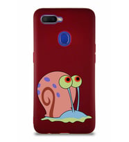 Oppo A12 Soft Premier Kapak Salyangoz Gary Tasarımlı Silikon Kılıf - Mürdüm (Şeffaf)