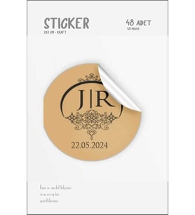 Kraft Etiket Sticker Süs Etiketi 48 Adet 4x4 Cm