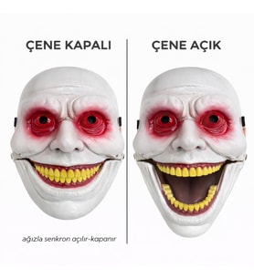 Hareketli Çene Mekanizmalı Kırmızı Korku Maskesi