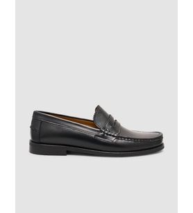 %100 Hakiki Açma Deri Siyah Erkek Loafer