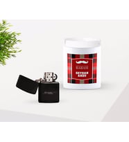 BK Gift Kişiye Özel Babalar Günü Hediyesi Dünyanın En İyi Babası Tasarımlı Seramik Kül Tablası ve Benzinli Çakmak Seti-4 (Model 1)