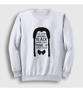 Presmono Unisex Beyaz Darker Wednesday Addams Family Addams Ailesi Sweatshirt 365242tt (Beyaz)
