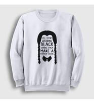 Presmono Unisex Beyaz Darker Wednesday Addams Family Addams Ailesi Sweatshirt 365242tt (Beyaz)