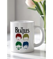 The Beatles Tasarımlı 330ml Baskılı Beyaz Seramik Kupa Bardak