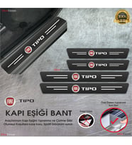 Fiat Tipo   Logolu Karbon Kapı Eşiği Koruyucu Suni Deri 4'lü Set
