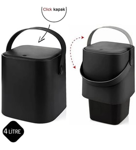 Sihirli Tutma Saplı Iç Kovalı Tezgah Üstü Mutfak Çöp Kovası 4 Litre Çöp Kovası