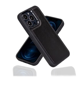 Bouletta Apple iPhone 15 Pro Max Uyumlu Deri Arka Kapak RST1 Siyah