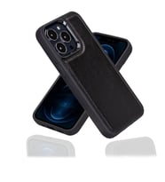 Bouletta Apple iPhone 15 Pro Max Uyumlu Deri Arka Kapak RST1 Siyah