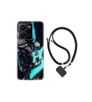 Vivo Y35 Kılıf Ipli Boyun Askılı Desenli Silikon Dog Guitar 1789