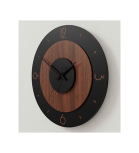 ECLİPSE MODEL MODERN DEKORATİF DUVAR SAATİ 45 CM (SİYAH-CEVİZ)