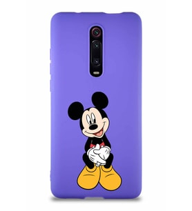 Xiaomi Mi 9T Pro Soft Premier Kapak Mickey Mouse-A Tasarımlı Silikon Kılıf - Mor (Şeffaf)