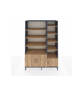 Hyperion Gardrop 10 Raflı 3 Kapaklı 132x44x195 Antrasit-Çam