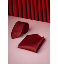 Bordo Su ve Leke Tutmayan 7 Cm Kravat ve Mendil Seti