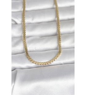 CM 14K Gold Renk Yassı Ezme Zincir Model 60 cm Kadın Kolye 5886 - HPSBYI1744-1921
