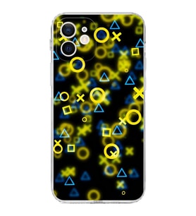 Apple iPhone 12 Mini Uyumlu Kamera Korumalı Tıpalı KapakSemboller Tasarımlı Şeffaf Kılıf