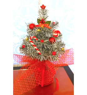 Yılbaşı Ağacı Lux Kırmızı Süslemeli Karlı Görünüm 40cm (Kırmızı)