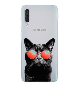 PrintiFy Samsung Galaxy A50s ile Uyumlu Kedi 3 Kamera Korumalı Şeffaf Kılıf