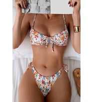 Angelsin Alt Bağlamalı Çiçek Baskılı Bikini Takımı (Çok Renkli)