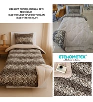 ETE HOMETEX TEK KİŞİLİK LÜX WELSOFT YORGAN SETİ LEOPAR BEJ 155X215CM 8696474231961