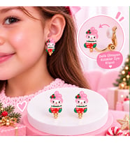 Sevimli Tavşan My Melodi Melodyyy Desenli Pembe Kız Çocuk Klipsli Küpe Deliksiz Kulak İçin Küpe