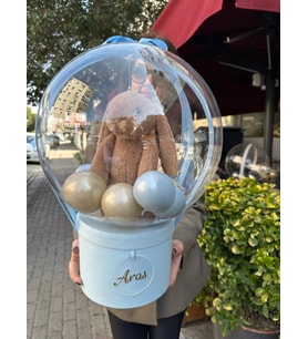 Minik kalplere özel  balon içinde isimli peluş ayıcık