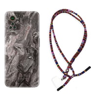 General Mobile GM 21 Pro GM 22 Pro Plus Kılıf Boyun Asklı Rasta Silikon Gri Mermer 1376
