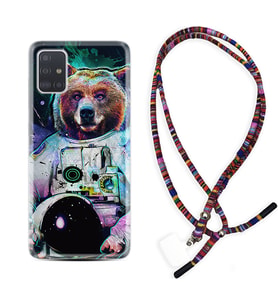 Samsung a71 A72 A73 A7 A9 2018 C7 C9 Kılıf Boyun Asklı Rasta Silikon Astronot Panda 1755