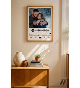 Kişiye Özel Müzik Kodlu Fotoğraflı Poster, Ahşap Çerçeveli Duvar Tablosu