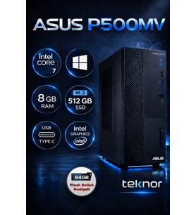 Asus Expertcenter P500MV Intel Core 7 240H 8 GB 512GB SSD WIN 11 PRO Masaüstü Bilgisayar & Teknor USB Bellek