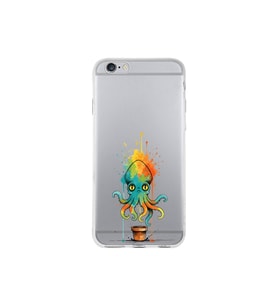 iPhone 6S ile uyumlu Splash ahtapot tasarımlı şeffaf silikon kılıf