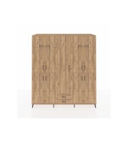 Kronos Dolap 10 Raflı 2 Çekmeceli 4 Askılı 220x59x243 Çam-Çam/Çam