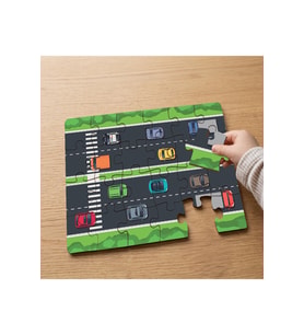 Trafik - Arabalar - Yol Tasarımlı 24 Parça Ahşap Çocuk Puzzle MPK1136