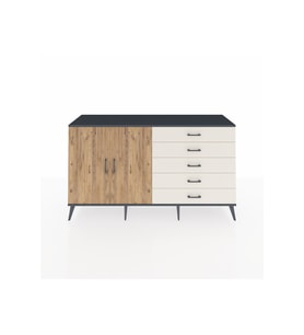 Kronos Konsol 4 Raflı 5 Çekmeceli 2 Kapaklı 176x59x99 Antrasit-Çam/Aytaşı