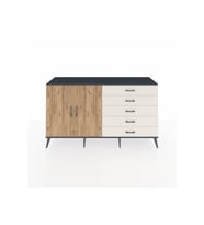 Kronos Konsol 4 Raflı 5 Çekmeceli 2 Kapaklı 176x59x99 Antrasit-Çam/Aytaşı