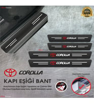 Toyota Corolla Logolu Karbon Kapı Eşiği Koruyucu Suni Deri 4'lü Set