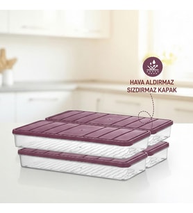 4 Adet 1 Lt. Nora Organizer Buzdolabı Buzluk Düzenleyici Saklama Kabı-MÜRDÜM