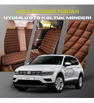 Volksvogen Tiguan Kahverengi Renk Tay Tüyü Cepli & Terletmez Sırtlı Oto Koltuk Minder Seti - Koltuk Koruma Kılıfı (ÖN & ARKA TAM SET)
