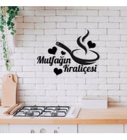 BK Home Mutfağın Kraliçesi Ahşap Duvar Yazısı-4 (Siyah)