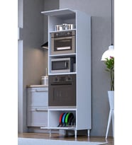 Eliusta Viramo Mikrodalga/Ankastre Fırın Dolabı Kapaklı Depolama Alanlı 60x217x56 cm Modüler Dolap (Beyaz)