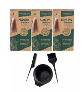 NATURA BALANCE SAÇ BOYASI 8 AÇIK KUMRAL 3 ADET+SAÇ BOYAMA SETİ